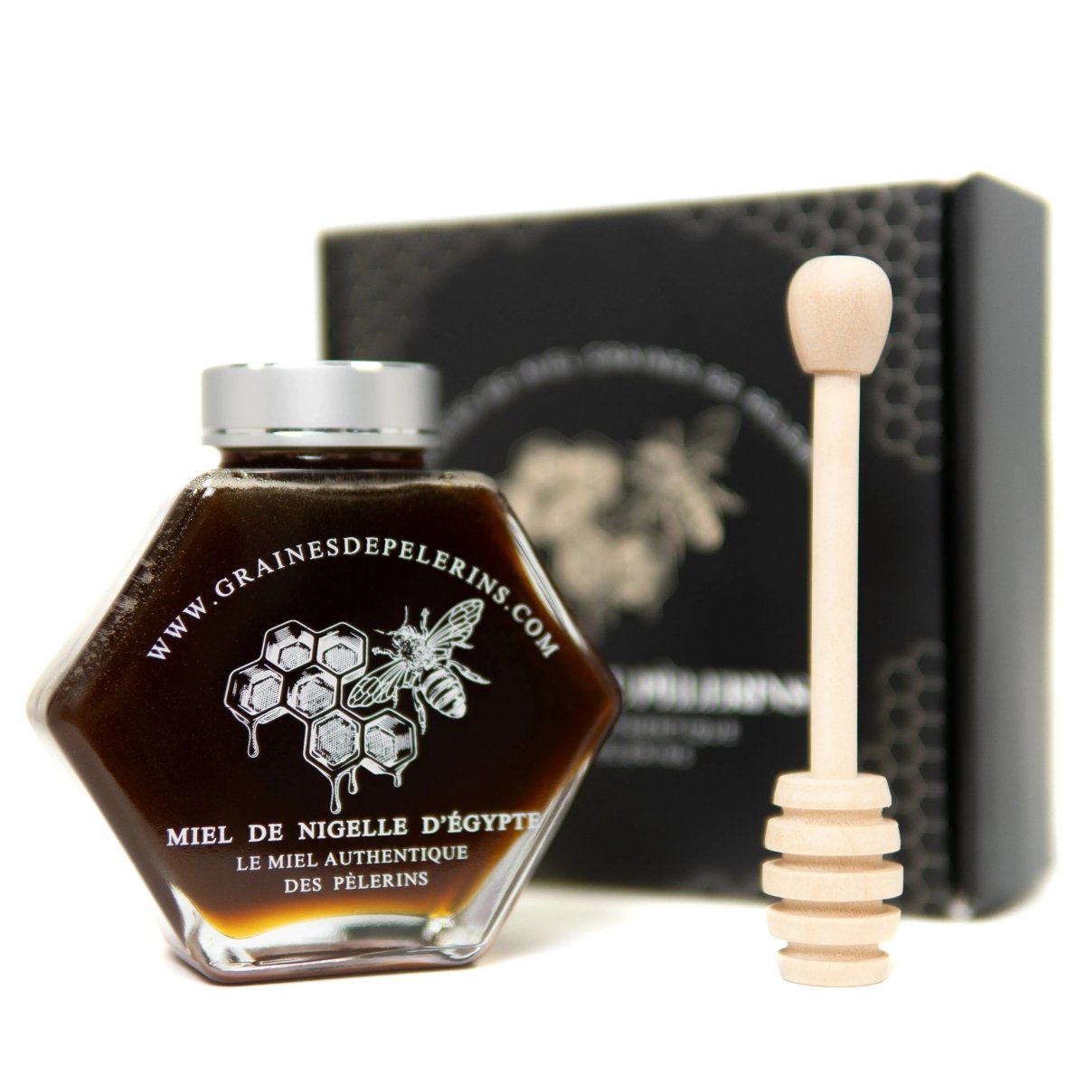 MIEL DE NIGELLE D'ÉGYPTE – COFFRET ÉCRIN CUILLÈRE(250G)