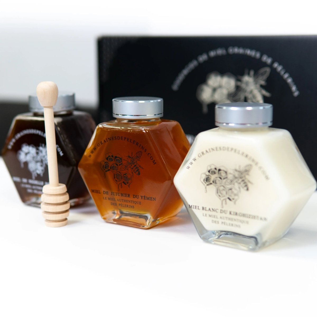 COFFRET IMMUNITÉ 3×250g Miel Blanc, Jujubier, Nigelle