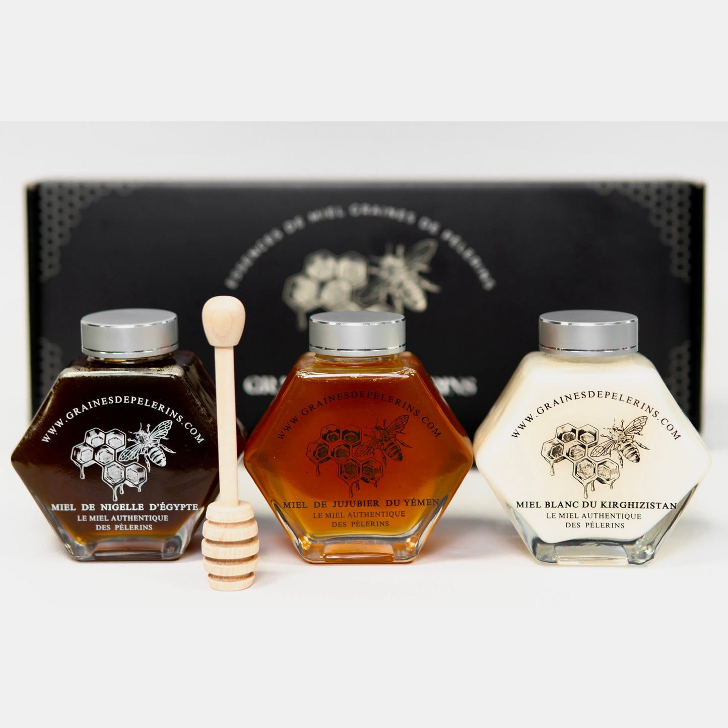 COFFRET IMMUNITÉ 3×250g Miel Blanc, Jujubier & Nigelle