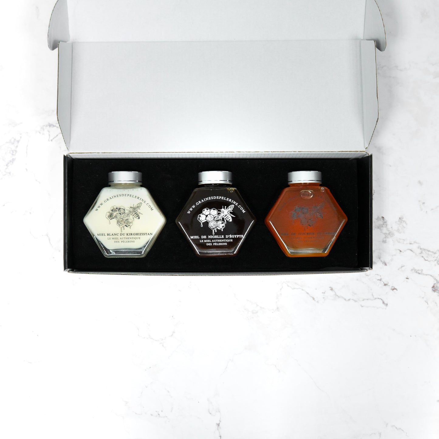 COFFRET IMMUNITÉ 3×250g Miel Blanc, Jujubier & Nigelle