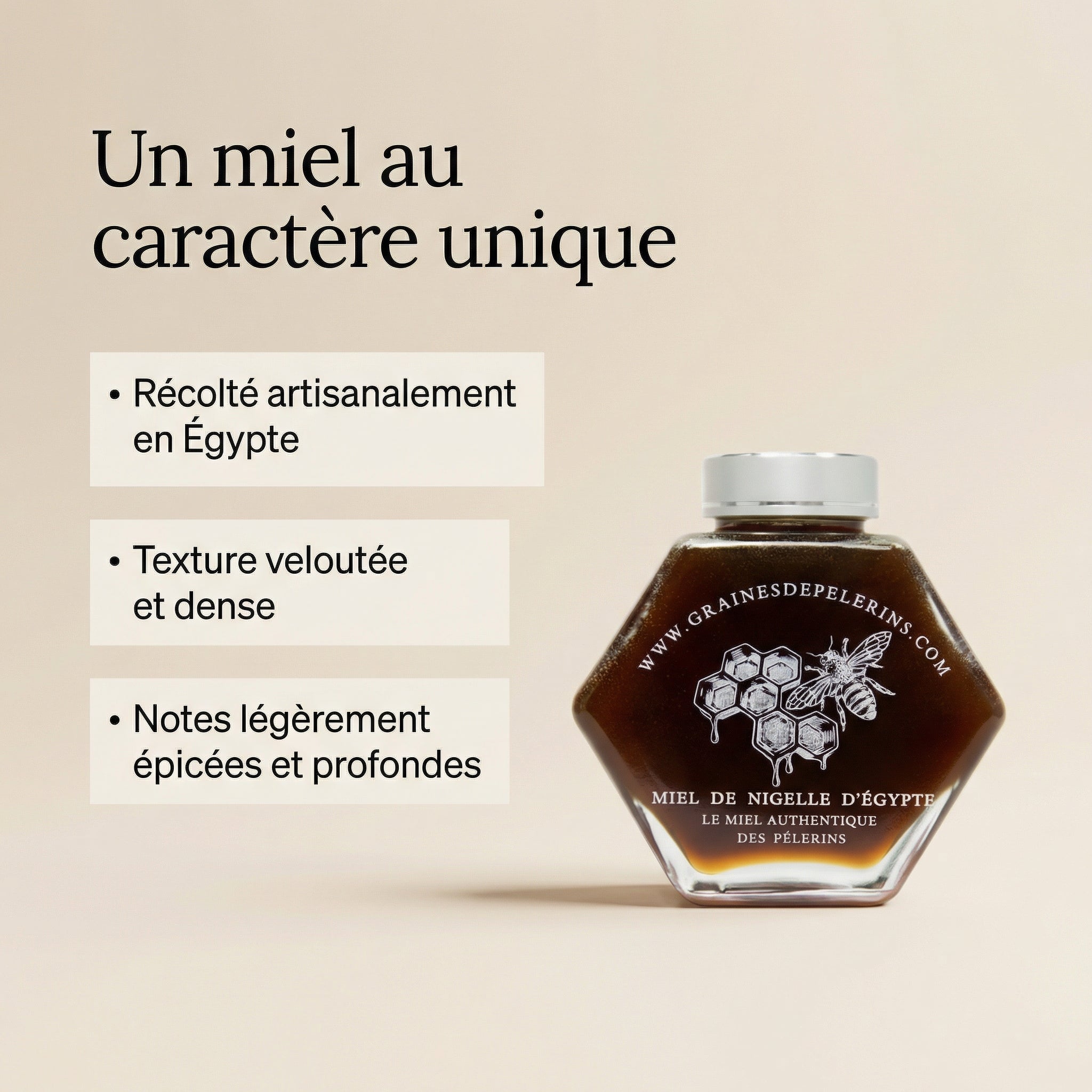 MIEL DE NIGELLE D'ÉGYPTE – COFFRET ÉCRIN CUILLÈRE(250G)