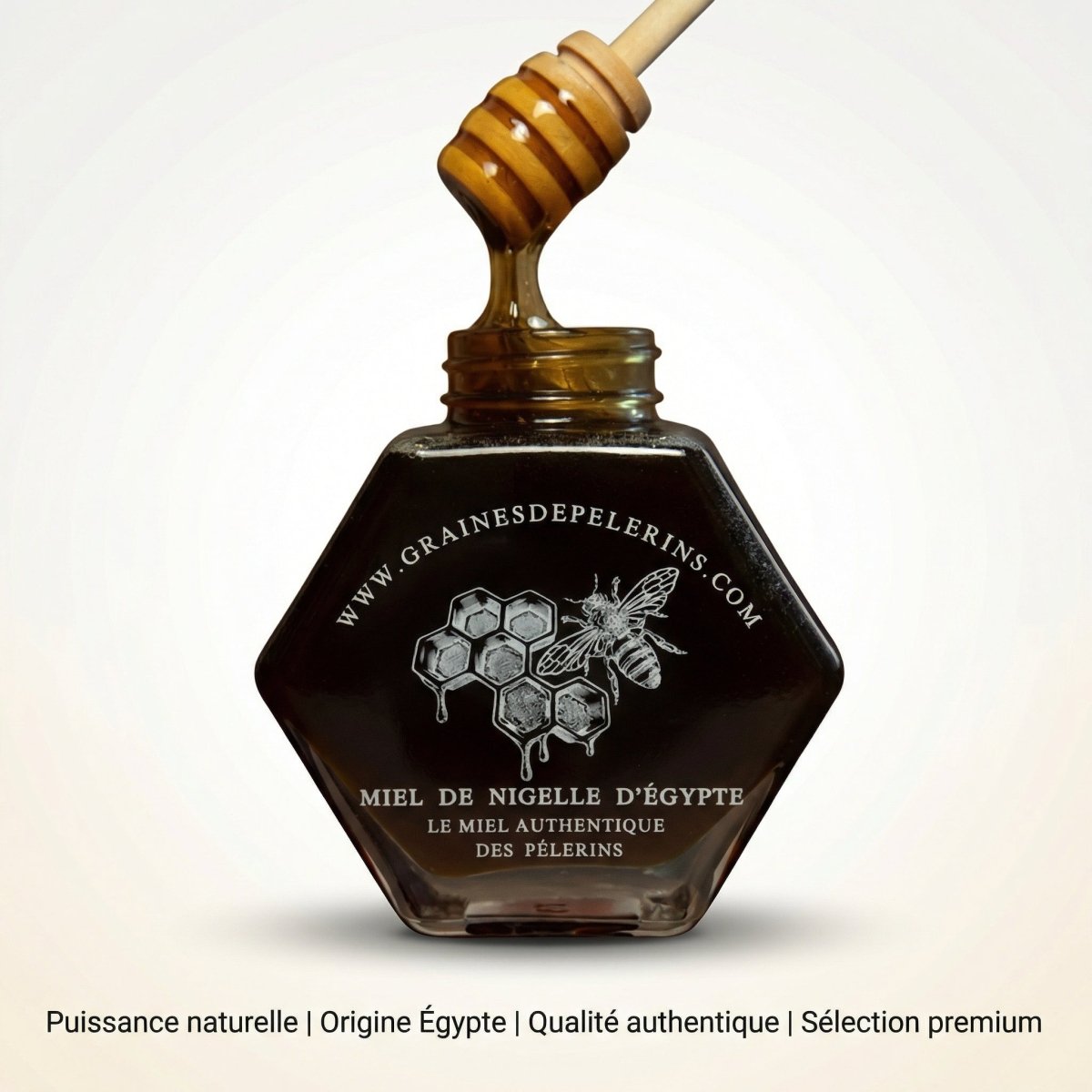 MIEL DE NIGELLE D'ÉGYPTE – COFFRET ÉCRIN CUILLÈRE(250G)