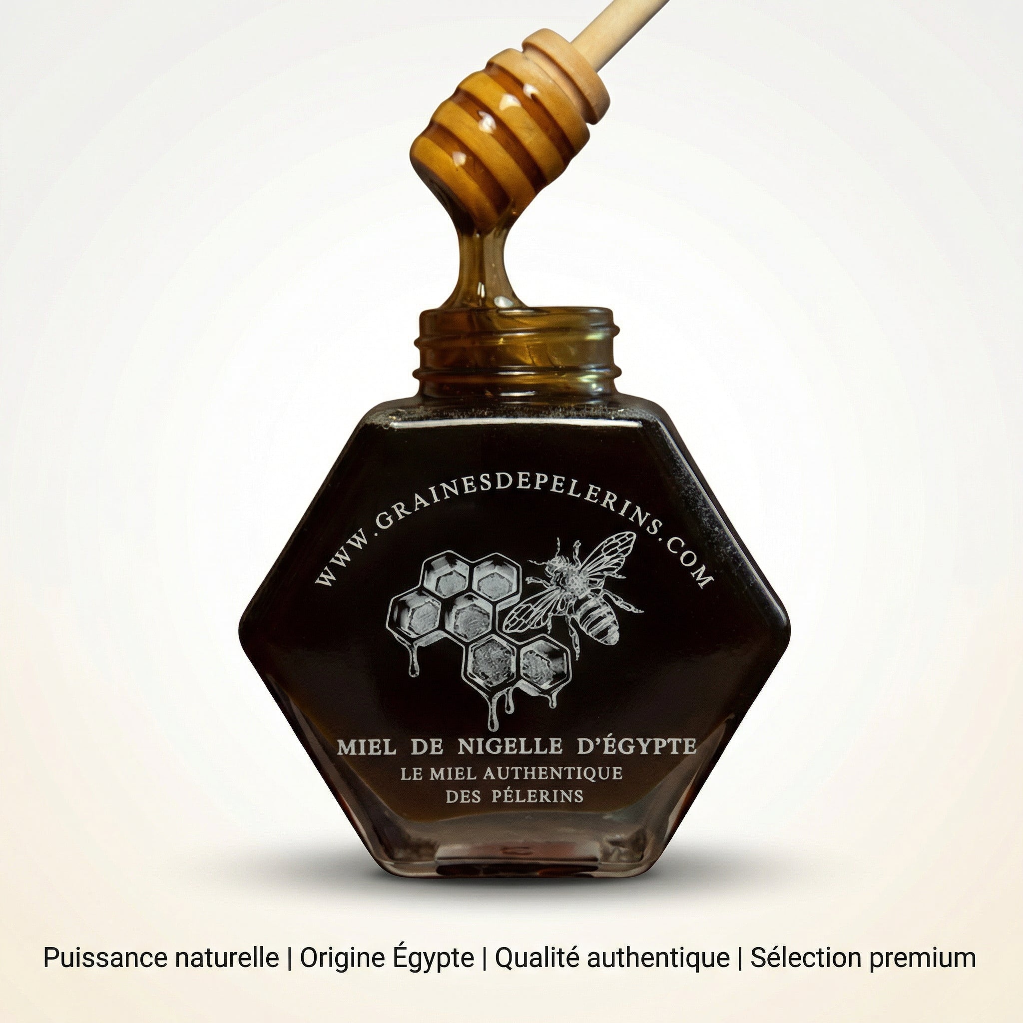 MIEL DE NIGELLE D'ÉGYPTE – COFFRET ÉCRIN CUILLÈRE(250G)