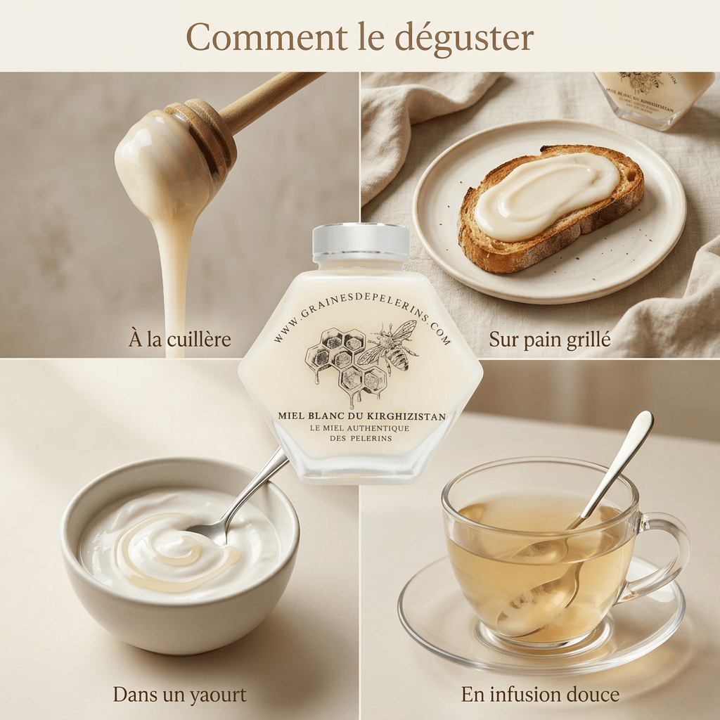 WEISSER HONIG AUS KIRGISISTAN – GESCHENKSET MIT LÖFFEL (250G)