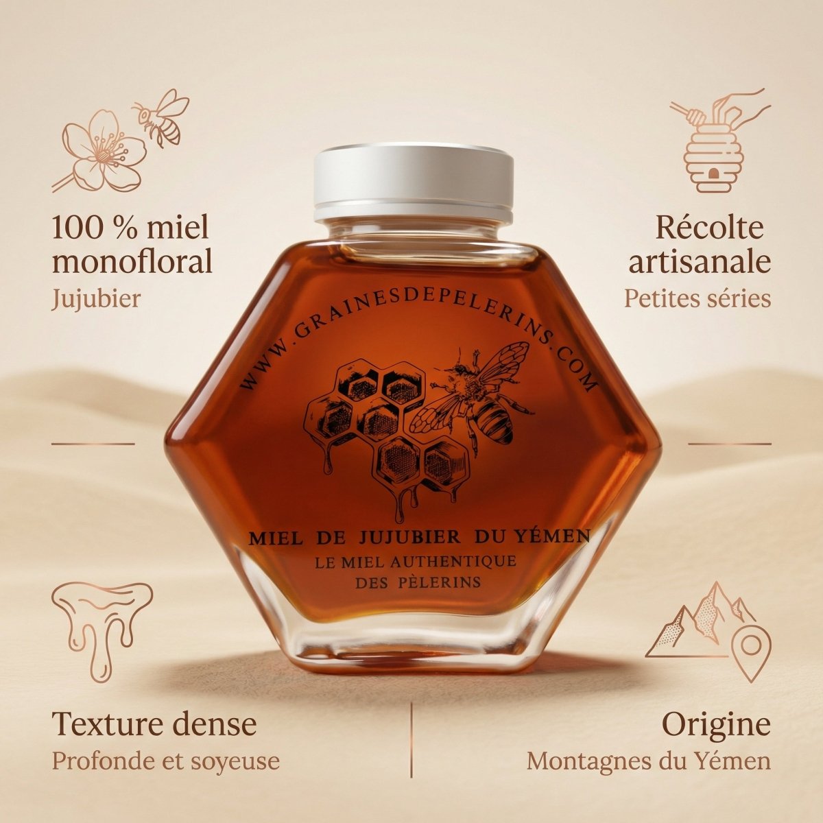 IMMUNITÄT-SET 3×250g Weißer Honig, Jujube, Schwarzkümmel