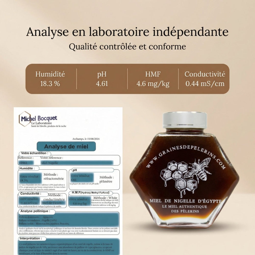 Miel De Nigelle D'égypte – Coffret Écrin Cuillère(250g) - GRAINES DE PÈLERINS