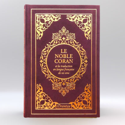 Coran Arabe-Français, Éditions Orientica, avec essaie de traduction en français couleur bordeaux 