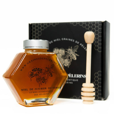MIEL  DE  JUJUBIER  DU  YÉMEN  –  COFFRET ÉCRIN CUILLÈRE(250G)