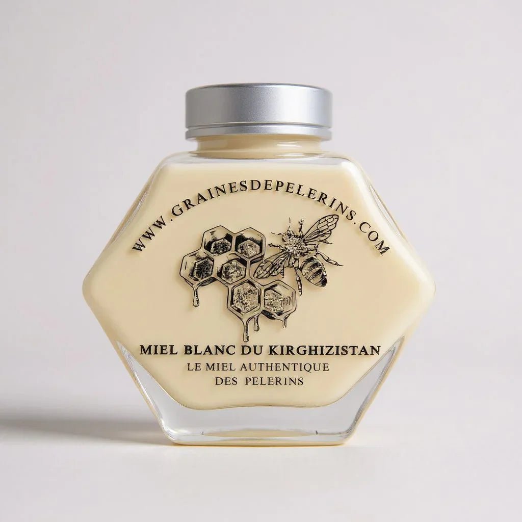MIEL BLANC DU KIRGHIZISTAN – COFFRET ÉCRIN CUILLÈRE(250G)