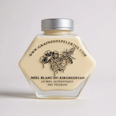 MIEL BLANC DU KIRGHIZISTAN – COFFRET ÉCRIN CUILLÈRE(250G)