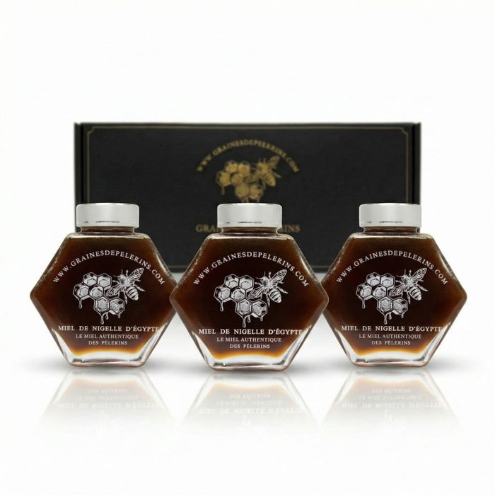 Trio Miel de Nigelle d'Égypte en format 3×250g