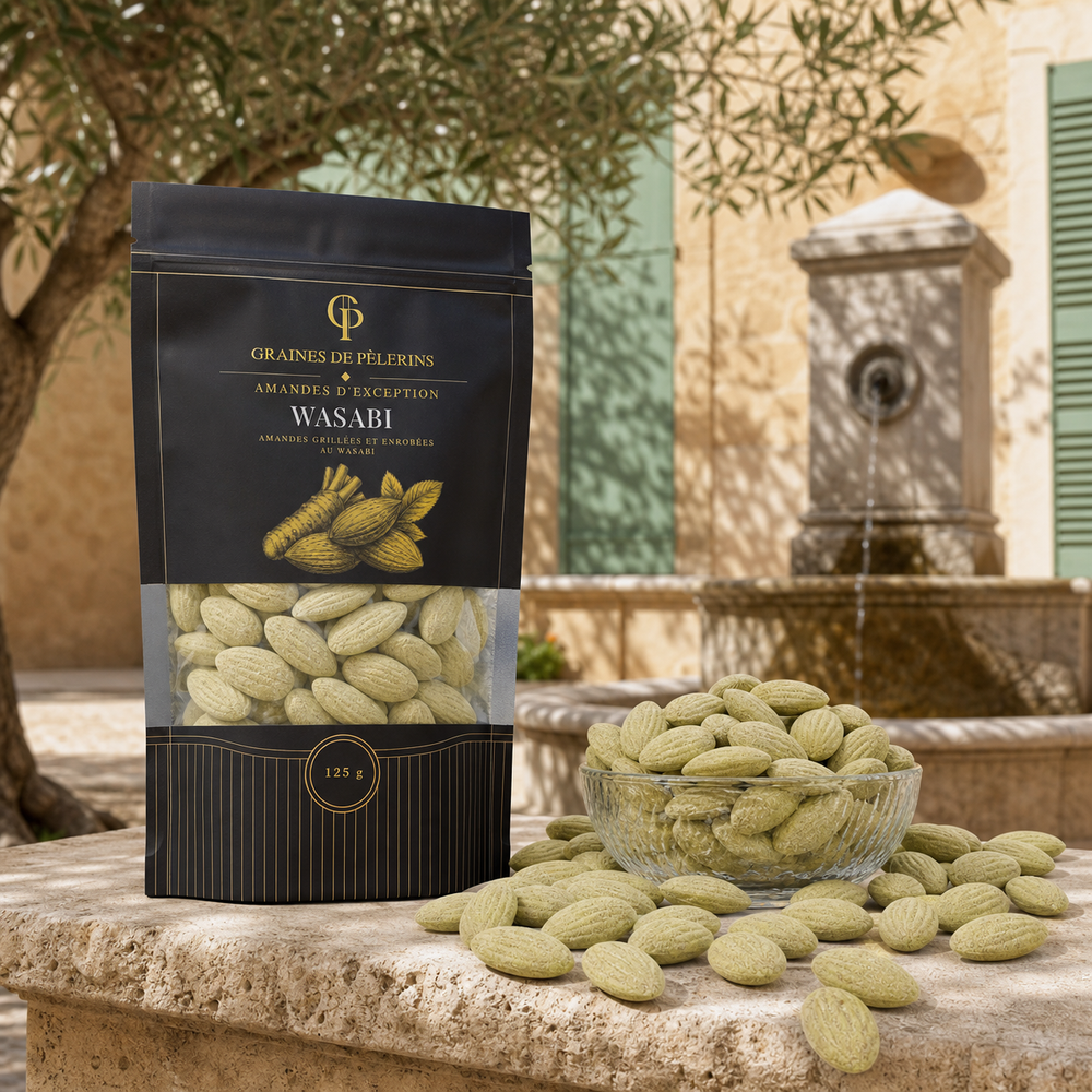 Sachet d’amandes Wasabi, emballage réel de la collection