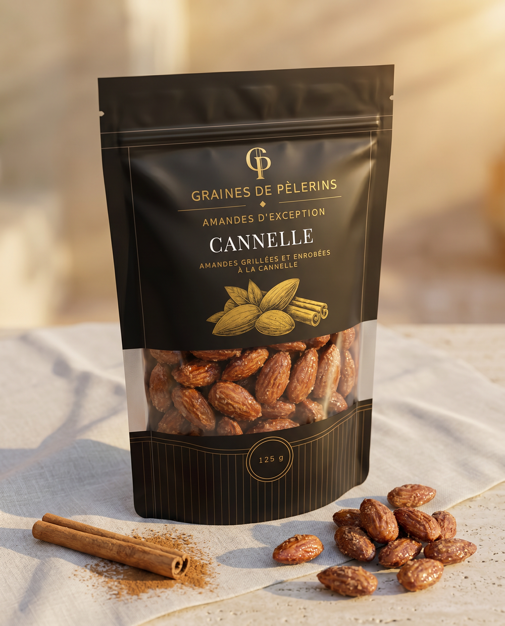 Amande d'Exception Cannelle, sachet 125 g, Graines de Pèlerins