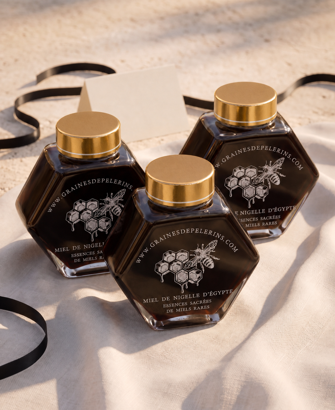 Black Seed Honey Trio presented as a gift with three current jars
