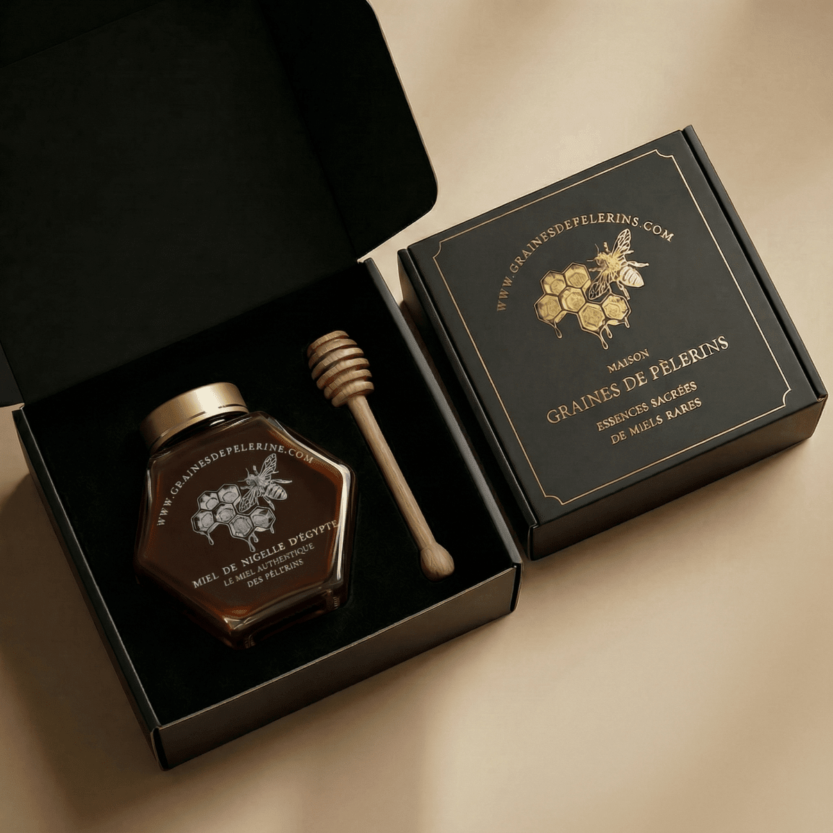 Miel De Nigelle D'égypte – Coffret Écrin Cuillère(250g)